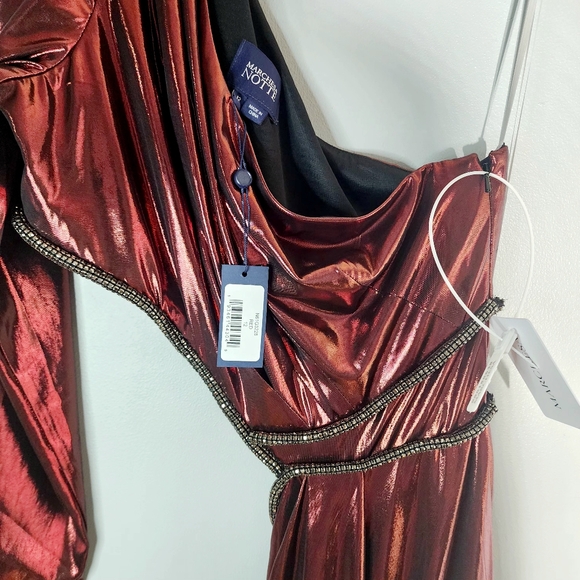 NWT | Marchesa Notte Liquid Red Studded Designer Gown - Picture 8 of 9